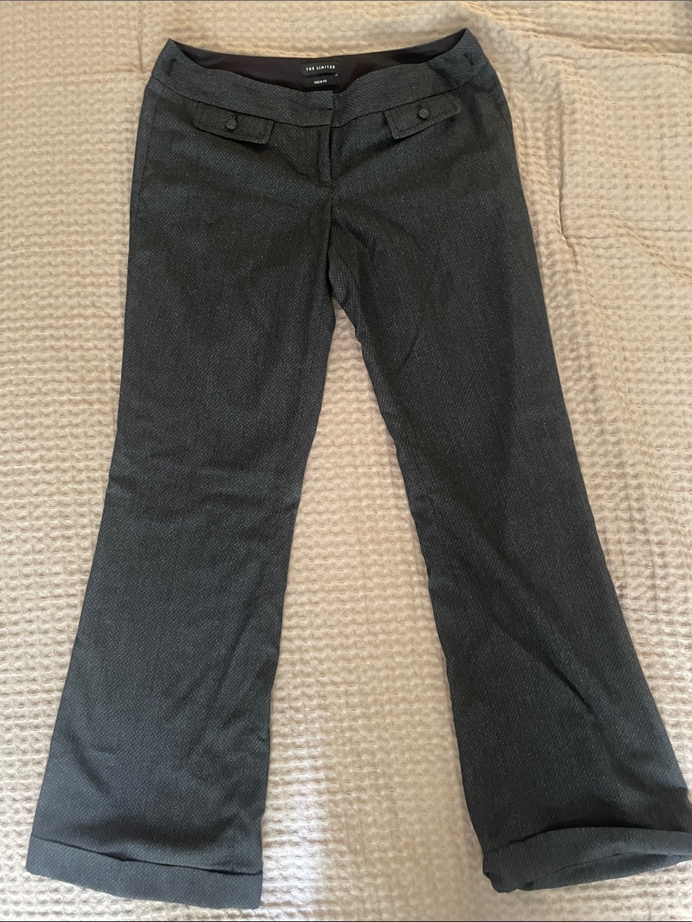 The Limited Dark Gray Textured Dress Trousers